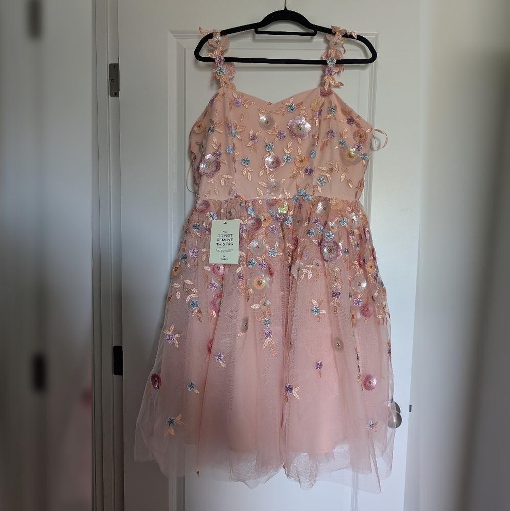 JessaKae Elowen Pink Midi Dress Floral Women's Size Extra Large